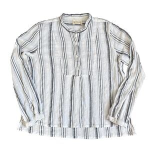 Denim and Supply Ralph Lauren Shirt Women L White Stripe Gauze Coastal Beachy